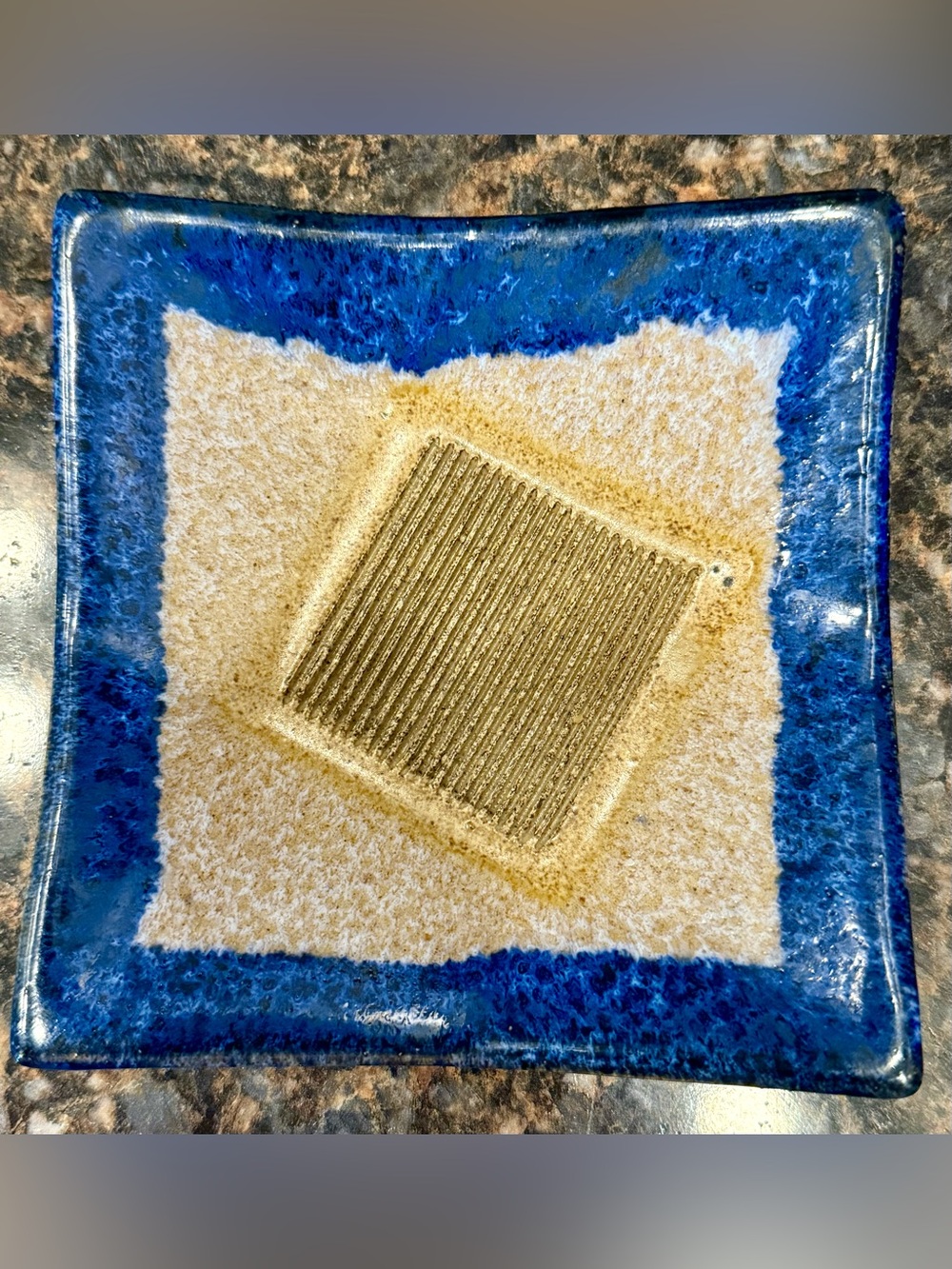 Wizard of Clay Crystalline Blue Glaze Studio Art Pottery Trinket Dish Tray 5.5”